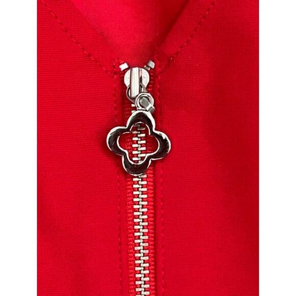 Pink Tartan Red Sheath Dress Gold Back Zip Stretch Bodycon Sleeveless Size 6 - Picture 6 of 12